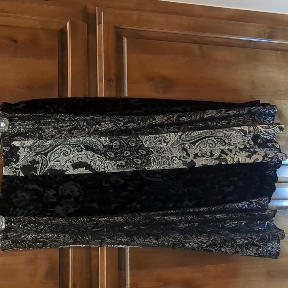 BOHO CHIC!  Shimmery Black & Silver patched design.